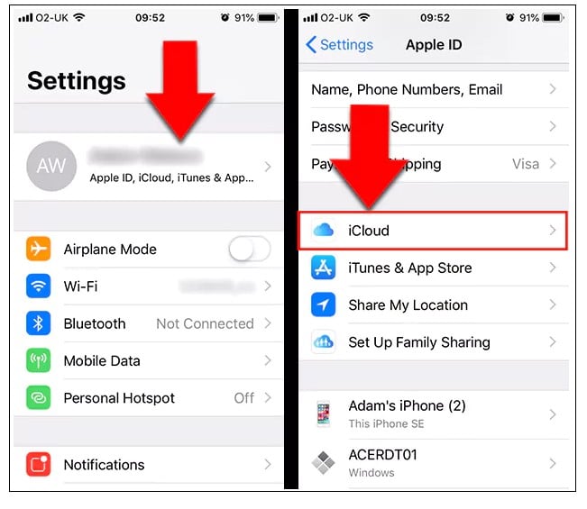 On your iPhone- open the Settings app