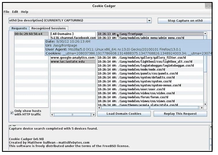 Unsecured cookies from other people using the network