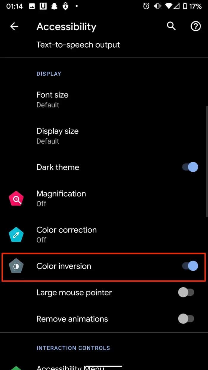 Use colour inversion