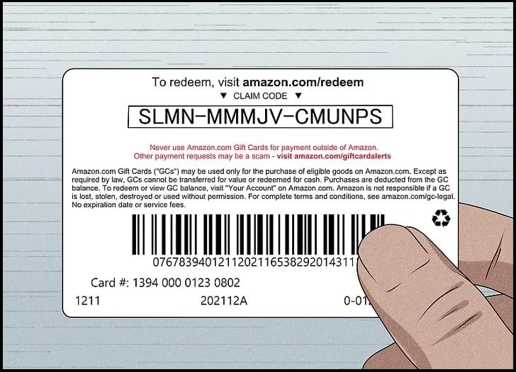 Gift card claim code