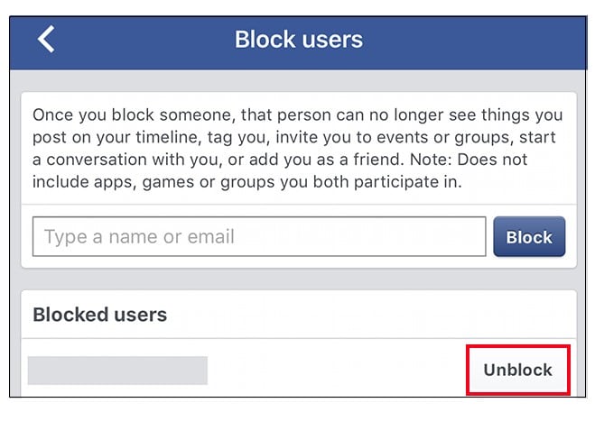 Method works because once you block any Facebook user