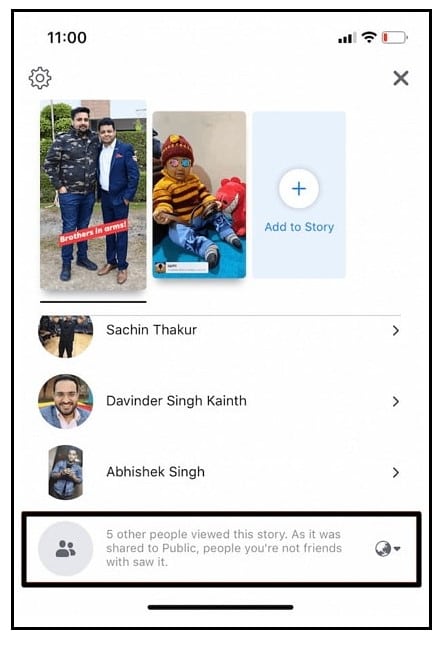 Other Viewers on Facebook Story