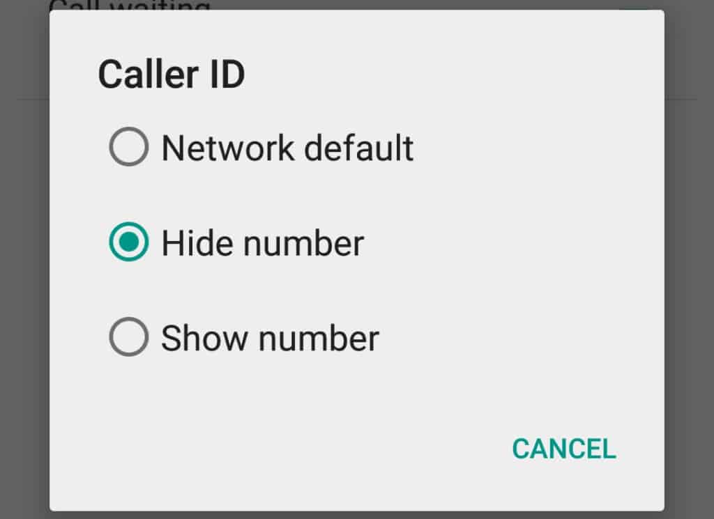 Phone call you make will use the network default settings for your phone