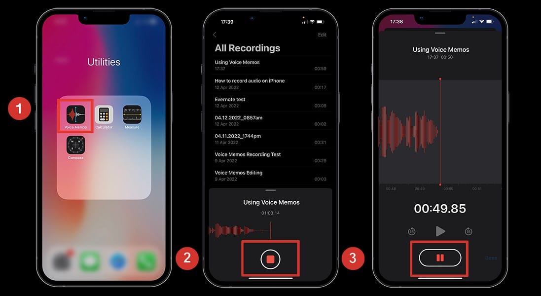 Record audio on iPhone with Voice Memos