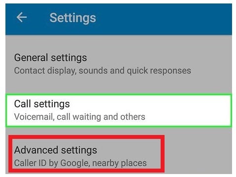 Select settings and head to call settings