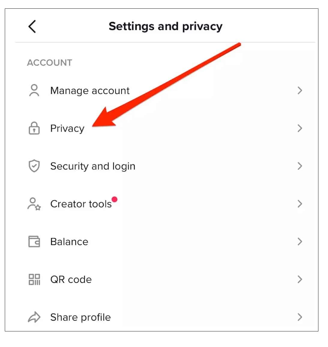 Settings and Privacy on apps