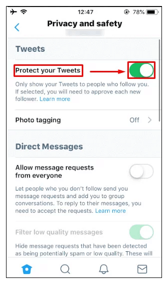 Protect Your Tweets button