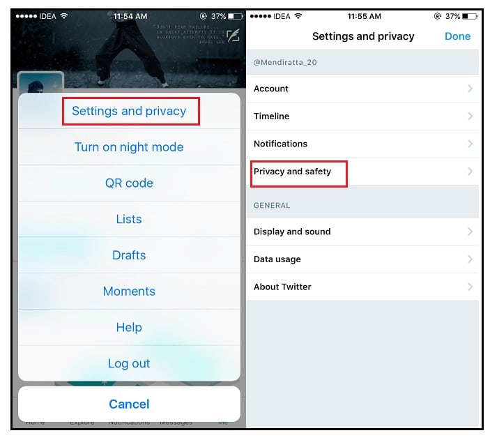 Settings and Privacy On Twitter