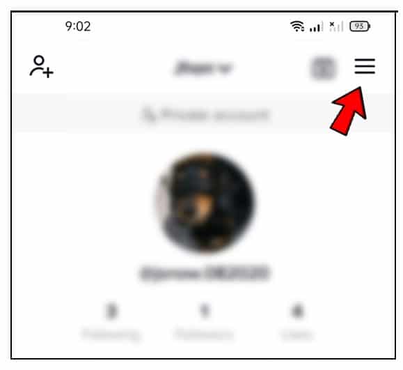 Tap on the 3 horizontal lines found at the top right corner of your screen on TikTok