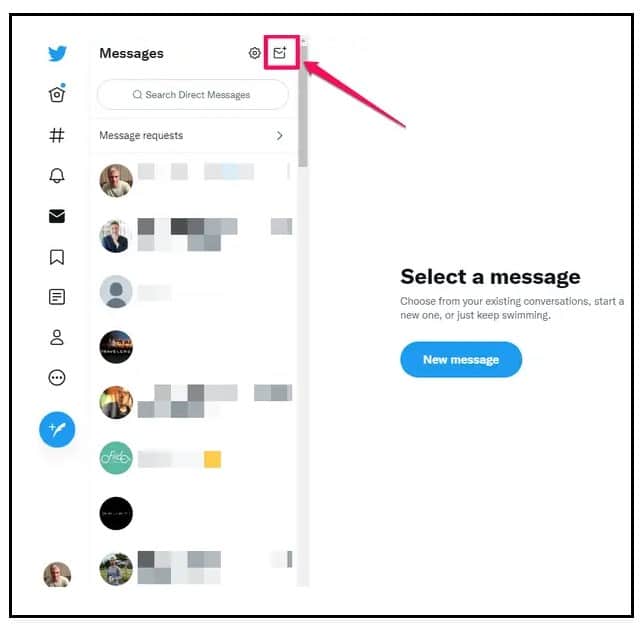 Tap to messages icon on Twitter