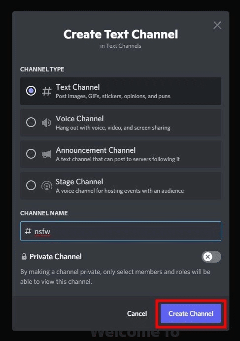 Create Text Channel