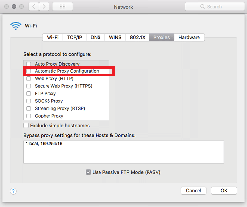 Automatic Proxy Configuration