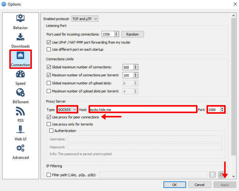 Setup Proxy in qBittorrent