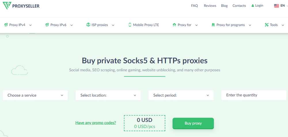 Proxy-Seller homepage